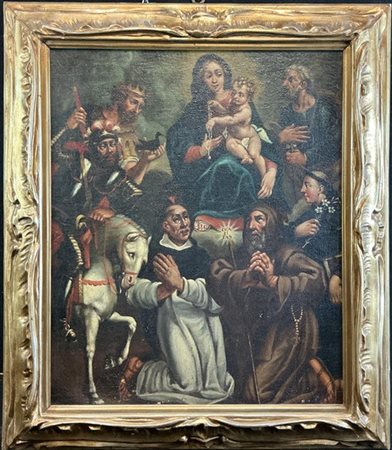 Scuola del secolo XVII

"Madonna con Bambino e santi"
olio su tela (cm 56x47)
i