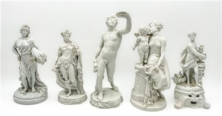 Manifatture diverse, secolo XIX-XX. Lotto composto da cinque diverse figure all