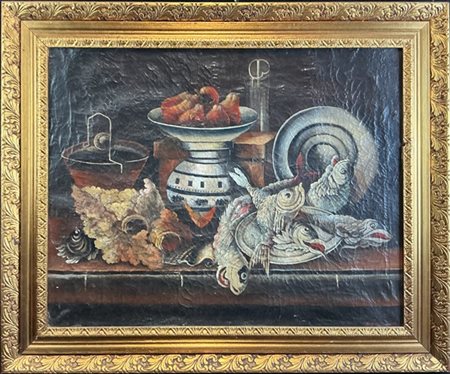 Ignoto

"Composizione con vasellame e frutti"
olio su tela (cm 51x65)
in cornic