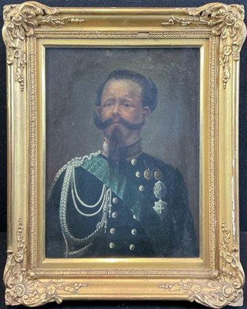Ignoto del secolo XIX

"Vittorio Emanuele II" 
olio su tela (cm 33x25)
in corni