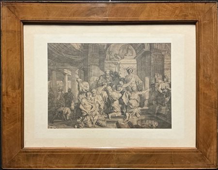 Acquaforte di Gérard de Lairesse raffigurante ''Giuseppe si rivela ai suoi frat