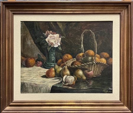 B. Riva

"Composizione con frutta e fiori in vaso" 1932
olio su tela (cm 55x70)