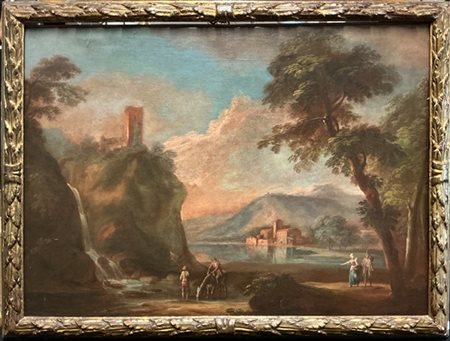 Ignoto del secolo XVIII

"Paesaggio con personaggi presso una cascata e un lago