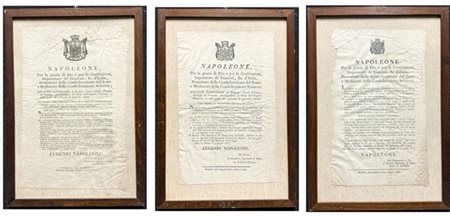 Lotto composto da una grida di Napoleone e due di Eugenio di Beauharnais, edite