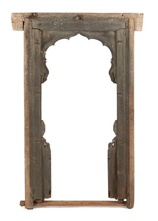 Cornice di finestra o nicchia con arco polilobato. India, secolo XIX
Legno scol