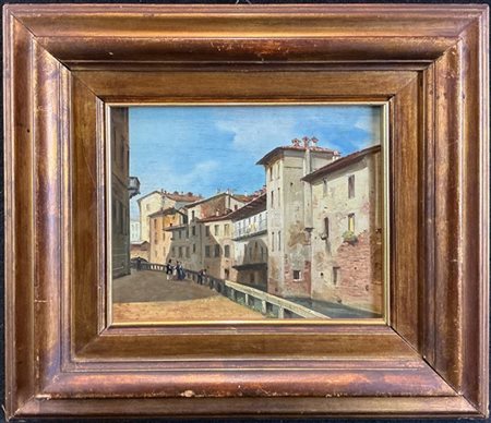 Scuola del secolo XX

"Il Naviglio in Via Vallone" 
olio su tavoletta (cm 18x22