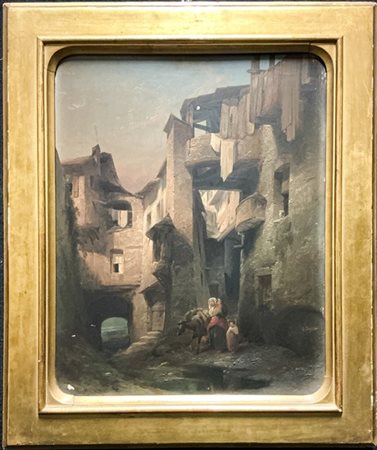 Salvatore Mazza "La partenza" 
olio su tavola (cm 47x38)
firmato in basso a dest