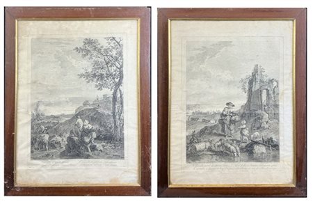 Coppia di incisioni da Francesco Zuccarelli, stampate presso Wagner, raffiguran