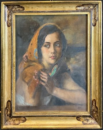 Alberto Bianchi "Fanciulla con foulard" 1930
pastelli colorati su carta (cm 50x4