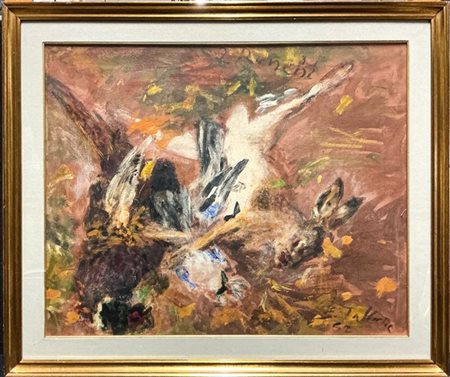 Guido Tallone "Cacciagione" 1962
olio su tela (cm 65x80)
firmato e datato in bas