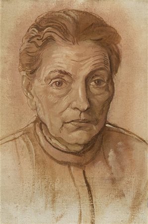 Adolfo De Carolis "Ritratto della madre" 
olio su tela (cm 35x24)
al retro: cart