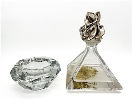 Baccarat Posacenere in cristallo sfaccettato, marca a tampone sotto la base (d c