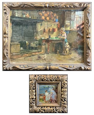 Giuseppe Solenghi Lotto composto da due dipinti ad olio su diversi supporti, di