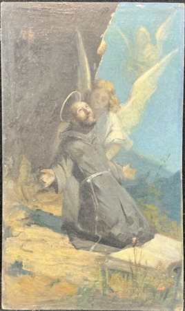 Francesco Ghittoni (Attribuito)

"Estasi di San Francesco" 
olio su cartoncino (
