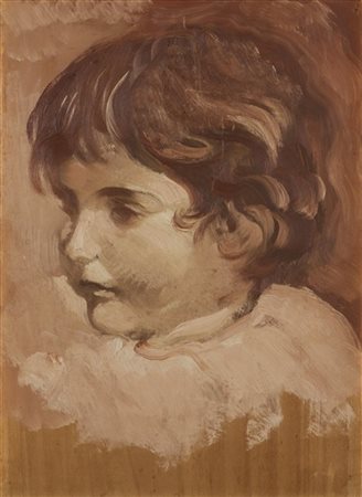 Adolfo De Carolis "Ritratto di Mila" 
olio su compensato (cm 36,5x26,5)
al retro