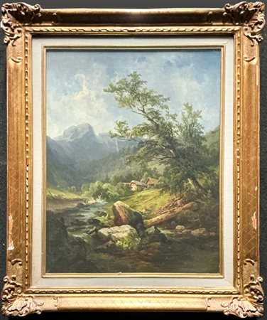 Scuola svizzera del secolo XIX

"Scorcio montano con ruscello e albero sradicat