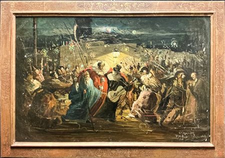 Firma indecifrata del secolo XX

"Ritorno dal Veglione" 
olio su tela (cm 60x90