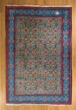 Tappeto Joravan, Persia, secolo XX. Decoro all over floreale su fondo verde chi