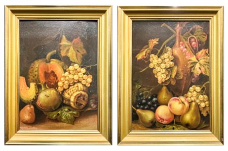 Ignoto di fine secolo XIX

"Coppia di composizioni con frutta e verdura" 
oli s