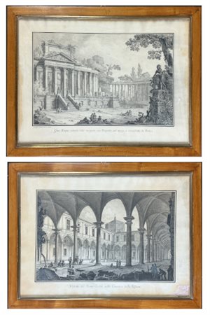 Giuseppe Levati Due disegni intitolati "Gran Tempio rotondo tutto scoperto con T