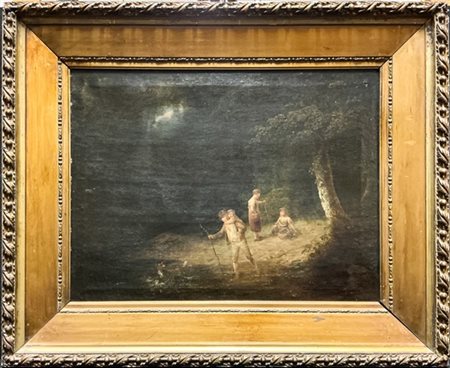 Scuola inglese del secolo XIX

"Il guado" 
olio su tela (cm 50x65)
al retro: ca