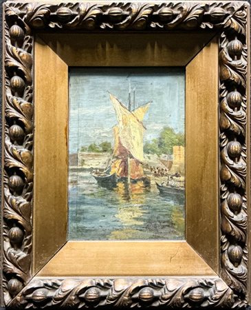 Mario Moretti Foggia "Barche a vela" 1911
olio su cartone (cm 20x14)
firmato e d
