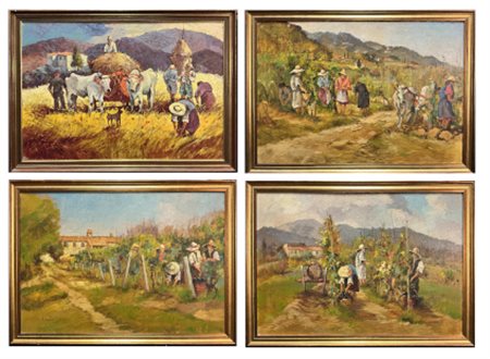 Ignoto del secolo XX

"Scene contadine" 
quattro dipinti ad olio su tela (cm 70