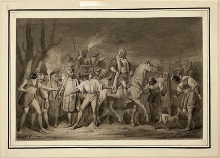 Achille Vianelli (attr.)

"Scena con cavalieri di gusto medioevale"
acquerello (