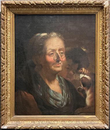 Ignoto

"Vecchia che tira i baffi al gatto e un fanciullo"
olio su tela (cm 58,