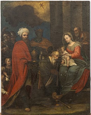 Scuola del secolo XVII

"Adorazione dei Magi"
olio su tela (cm 126,5x100)
(dife