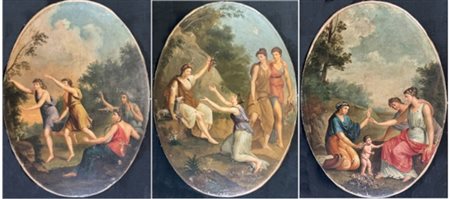 Scuola neoclassica dell'inizio del secolo XIX

Tre dipinti ad olio su tela oval