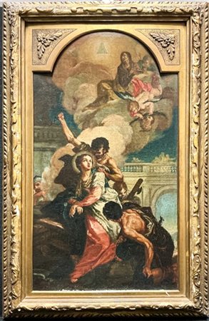 Scuola del secolo XVIII

"Martirio di una santa"
olio su tela centinata (cm 64x