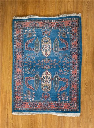 Tappeto Tabriz, Persia, secolo XX. Decoro floreale su campo azzurro (cm 153x114