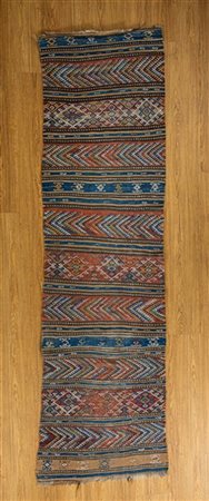 Tappeto passatoia Kilim Djia-Djim, Anatolia, inizio secolo XX. Decoro a fasce o