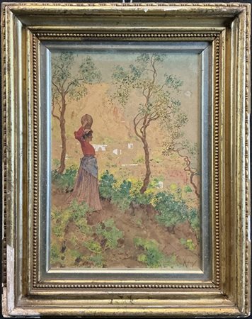 Vincenzo Migliaro "Contadina" 
acquerello su carta (cm 32x22)
firmato in basso a