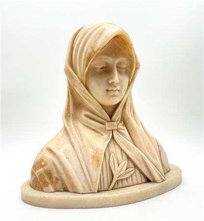 Scultore dell'inizio del secolo XX 
Busto Santa Chiara 
Alabastro scolpito su b