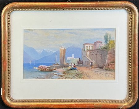 Thomas Miles Richardson "Scorcio del Lago di Como con figure" 1875
acquerello su