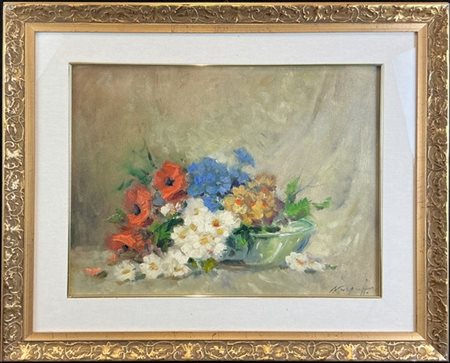 Ivan Karpoff "Composizione con fiori" 
olio su tela (cm 40x50)
firmato in basso