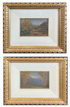 Silvio Poma "Tramonto sull'Adamello" e "Impressione della Valtellina" 
coppia di