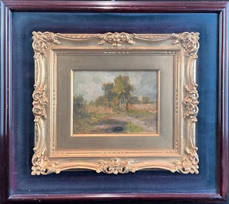 Achille Formis Befani "Paesaggio" 
olio su tavoletta (cm 12x15,5)
firmato in bas