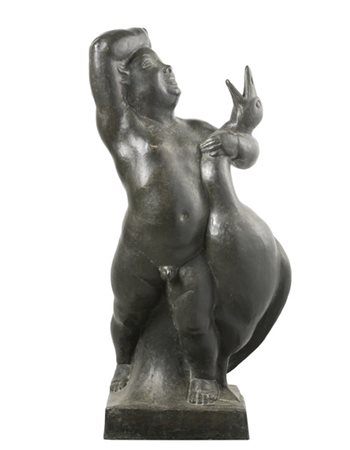 Vitaliano Marchini "Putto con oca" 1924
scultura in bronzo (h cm 85) 
firmata e