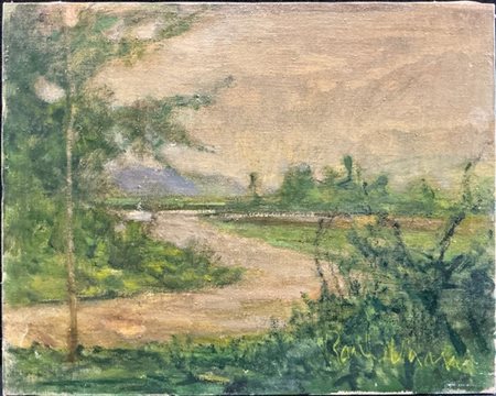 Raul Viviani "Scorcio fluviale" 
olio su tela (cm 40x50)
firmato in basso a dest