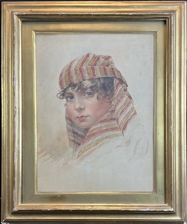 Antonio Leto "Bambina siciliana" 
acquerelli su carta (cm 40x30)
firmato e iscri
