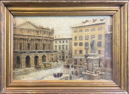 Ignoto di fine secolo XIX

"Piazza della Scala in un giorno di neve" 
olio su c