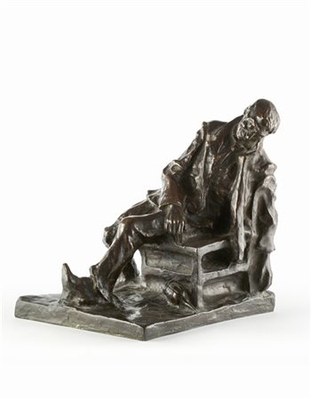 Cesar Santiano "Bevitore" Torino, 1916
scultura in bronzo (cm 28x26x21) 
Firmata