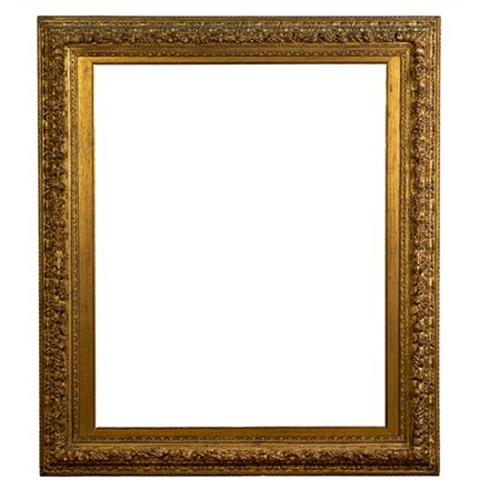Cornice a doppio ordine in legno intagliato e dorato (cm tot 128x146,5; luce cm
