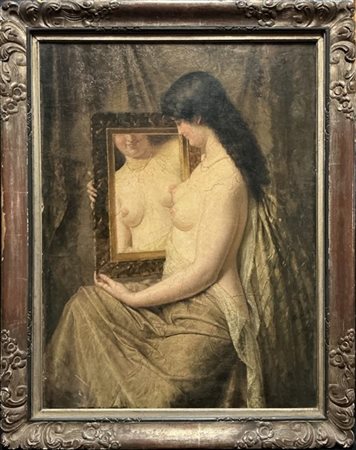 Ignoto del secolo XIX

"Allo specchio" 
olio su tela (cm 82x62)
in cornice (dif