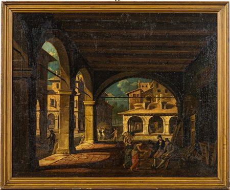 Ignoto del secolo XIX

"Figure sotto un portico" 
olio su tela (cm 86x106)
al r