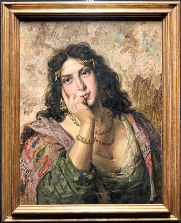 Ignoto di fine secolo XIX

"Odalisca" 
olio su tela (cm 60x47)
in cornice (dife