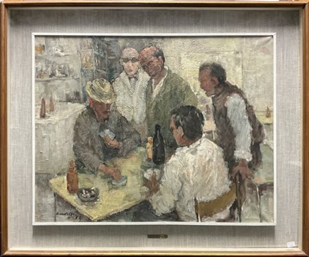Oddino Benevelli "La partita a carte" 1964
olio su tela (cm 53x68)
firmato e dat